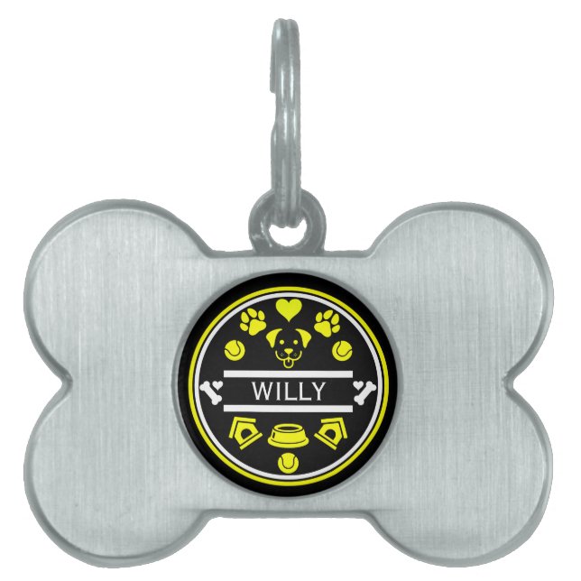 Placa Para Mascotas Divertido nombre de perro (Frente)