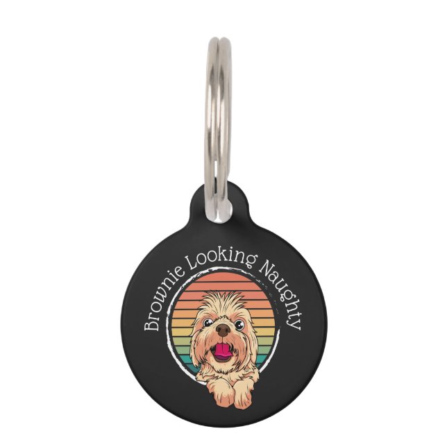 Placa Para Mascotas Dog Brownie Parece travieso (Anverso)