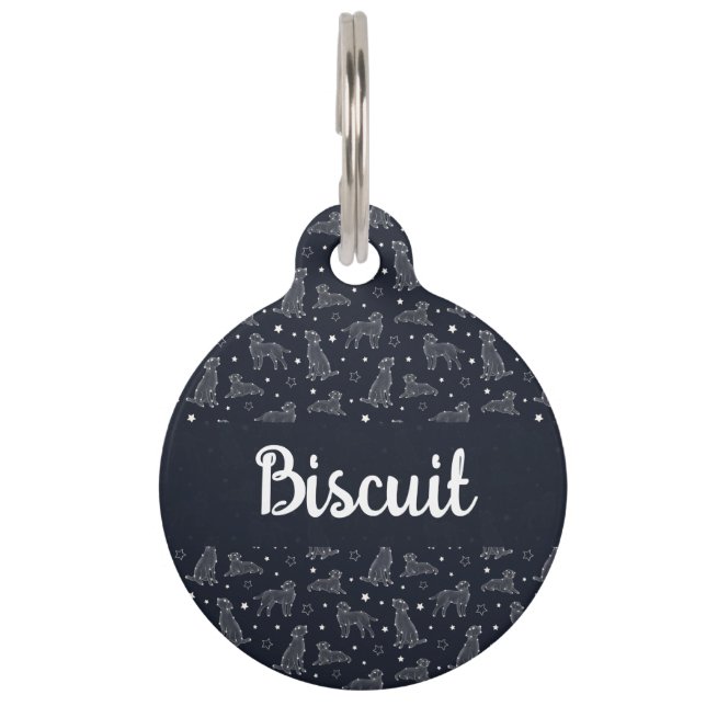 Placa Para Mascotas Dog Constellation Black And White Pattern Monogram (Anverso)