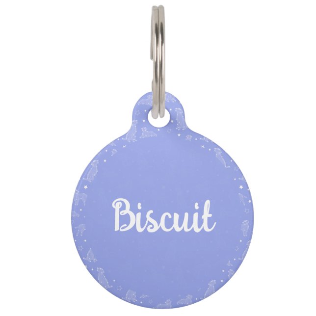 Placa Para Mascotas Dog Constellation Light Blue Pattern Monogram (Anverso)