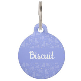 Placa Para Mascotas Dog Constellation Light Blue Pattern Monogram