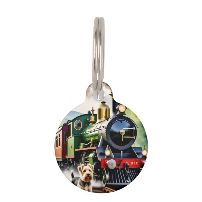 Placa Para Mascotas Dog Greeting steam train (Anverso)