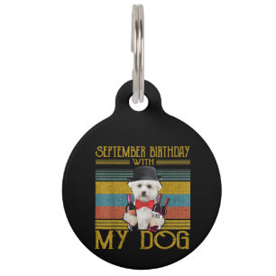 Placa Para Mascotas Dog Lover Cumpleaños de septiembre con mi perro