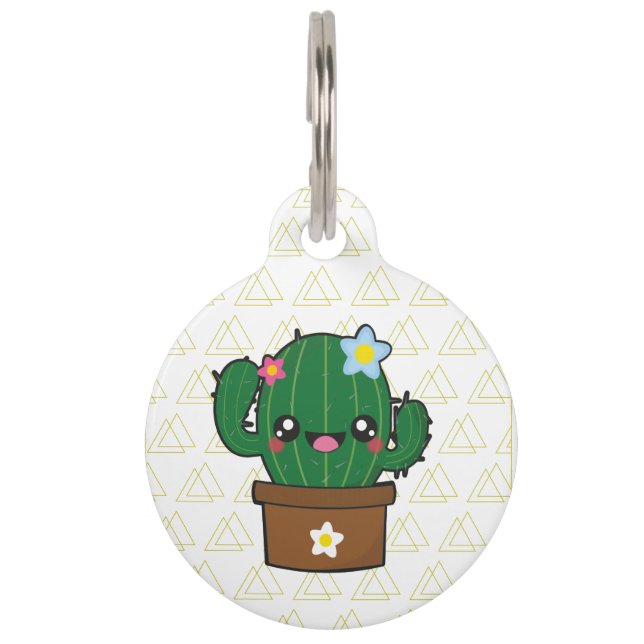 Placa Para Mascotas dogtagart del cactus del kawii (Reverso)