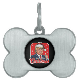 Placa Para Mascotas Donald Trump Navidades Santa Claus Art