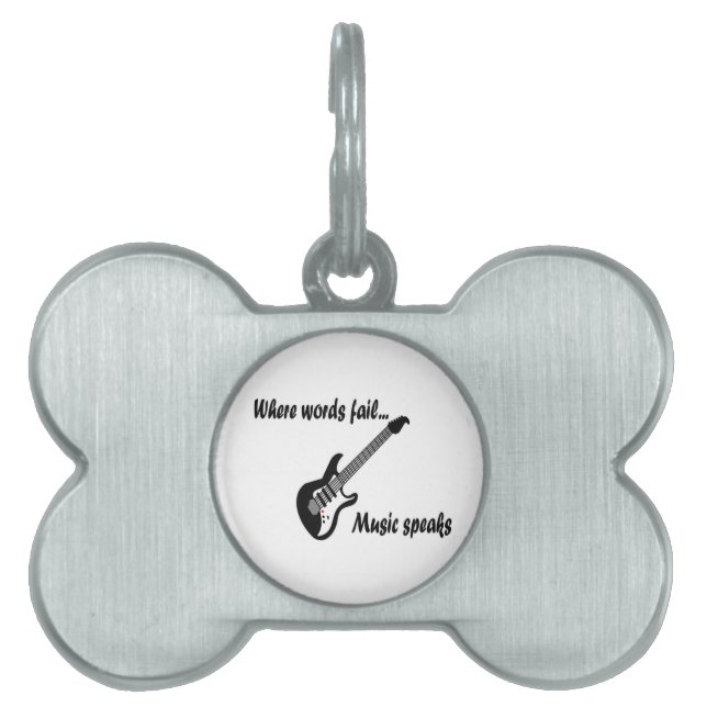 Placa Para Mascotas Donde las palabras fallan, la música habla (Frente)