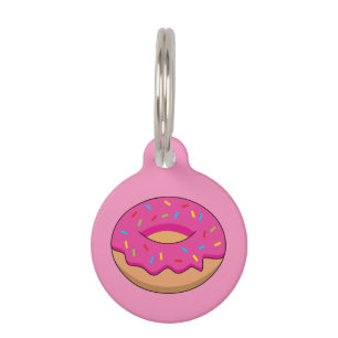 Placa Para Mascotas Donut de fresa con Personalizado Sprinkles   Añadi