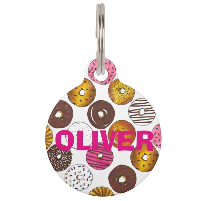 Placa Para Mascotas Donut Doughnut Desayuno personalizado comida basur (Anverso)