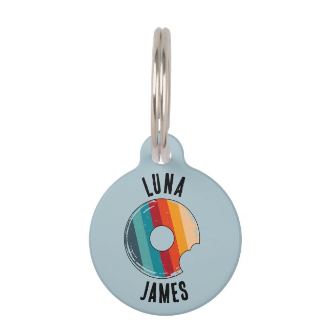 Placa Para Mascotas Donut Worry Retro Green (Anverso)