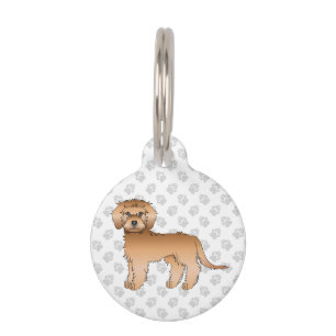 Placa Para Mascotas Doodle de dibujos animados de color albaricoque mi