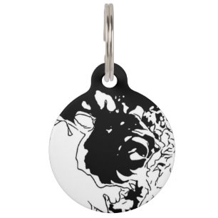 Placa Para Mascotas Doodle de flores