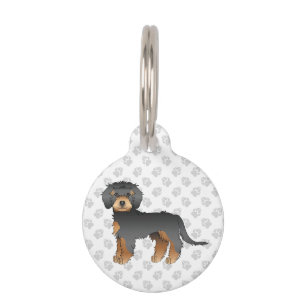 Placa Para Mascotas Doodle de oro miniatura de dibujos animados de col