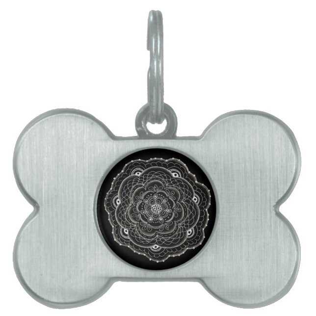 Placa Para Mascotas Doodle Delicate Floral Doilie (Frente)