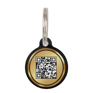 Placa Para Mascotas Dorado   Código QR moderno, Minimalista y elegante