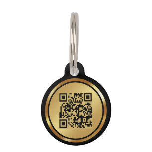Placa Para Mascotas Dorado Id. de Mascota de código QR moderno, Mini