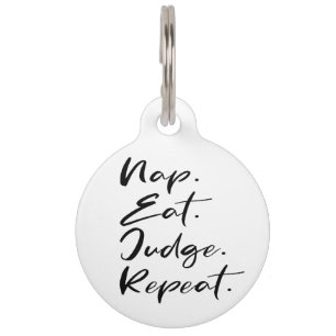 Placa Para Mascotas Dormir Divertido Comer Juez Repetir