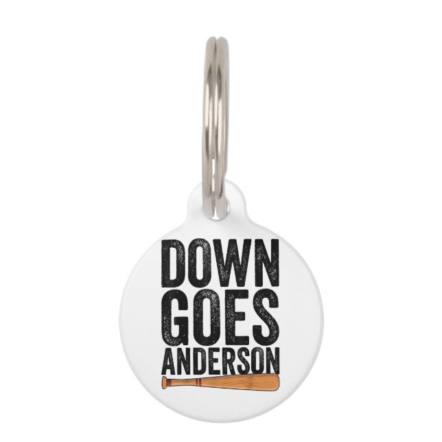 Placa Para Mascotas DOWN GOES ANDERSON FUNNY BASEBALL regalo ANDERSON (Anverso)