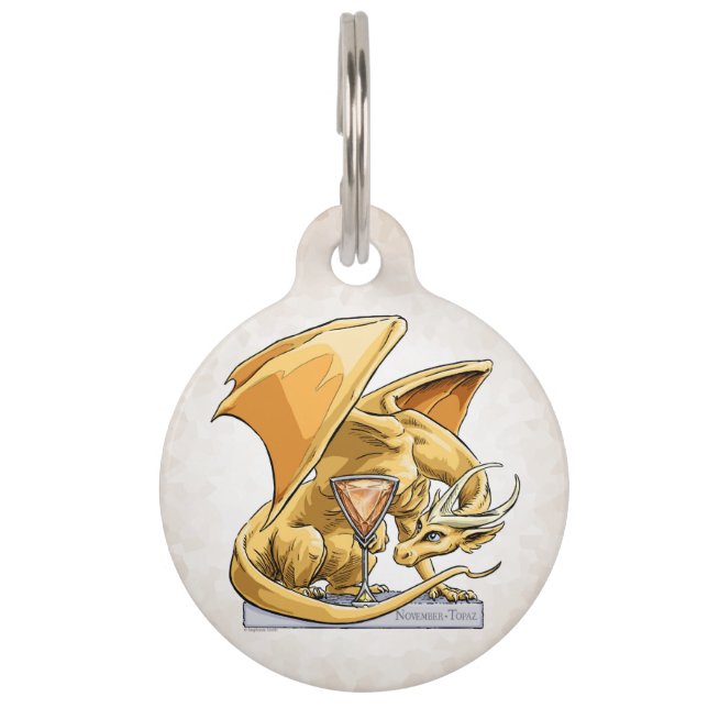 Placa Para Mascotas Dragón Birthstone de noviembre - Topaz (Anverso)