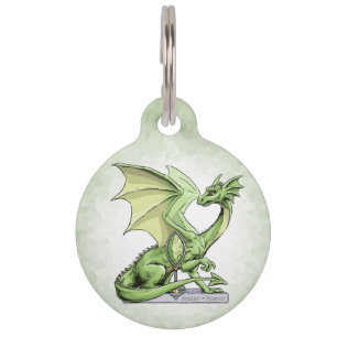 Placa Para Mascotas Dragón de Birthstone de agosto: Peridot