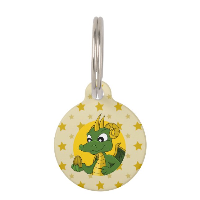 Placa Para Mascotas Dragón de dibujos animados (Anverso)