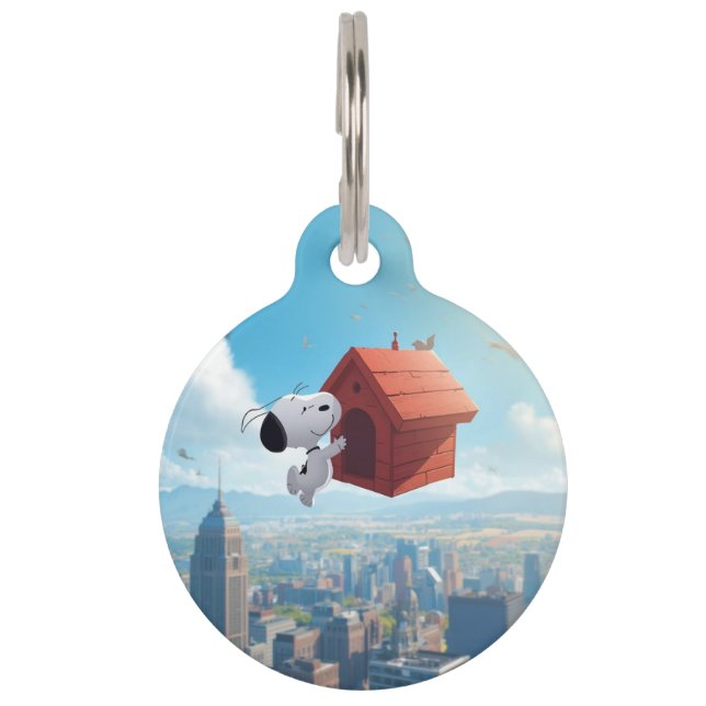 Placa Para Mascotas Dreamy Beagle Floating City Comic Illustration (Anverso)