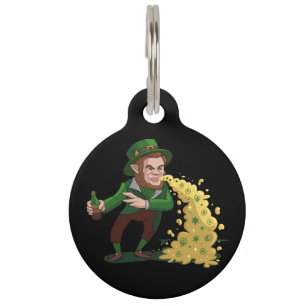 Placa Para Mascotas Duende irlandés lanzando galletas de la suerte div