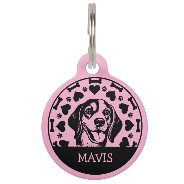 Placa Para Mascotas Dueño de Beagle Dog (Anverso)