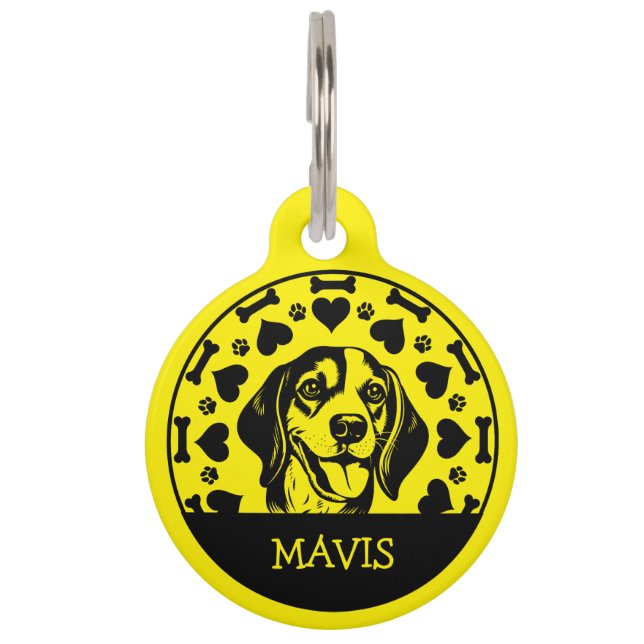 Placa Para Mascotas Dueño de Beagle Dog (Anverso)