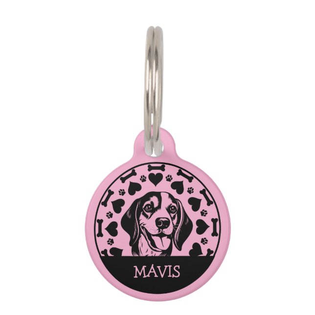Placa Para Mascotas Dueño de Beagle Dog (Anverso)