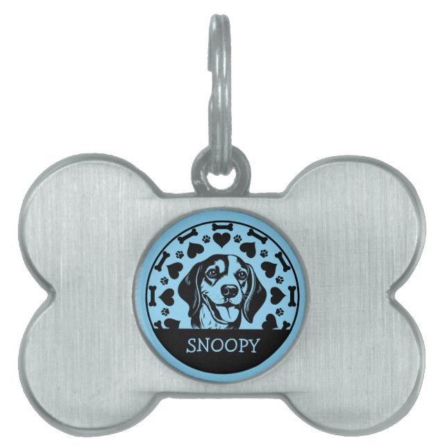 Placa Para Mascotas Dueño de perro Beagle (Frente)