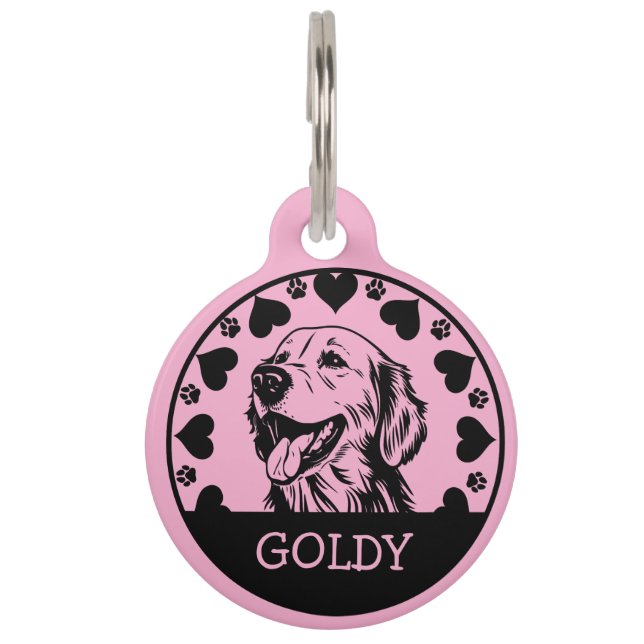Placa Para Mascotas Dueño de perro Retriever Dorado (Anverso)
