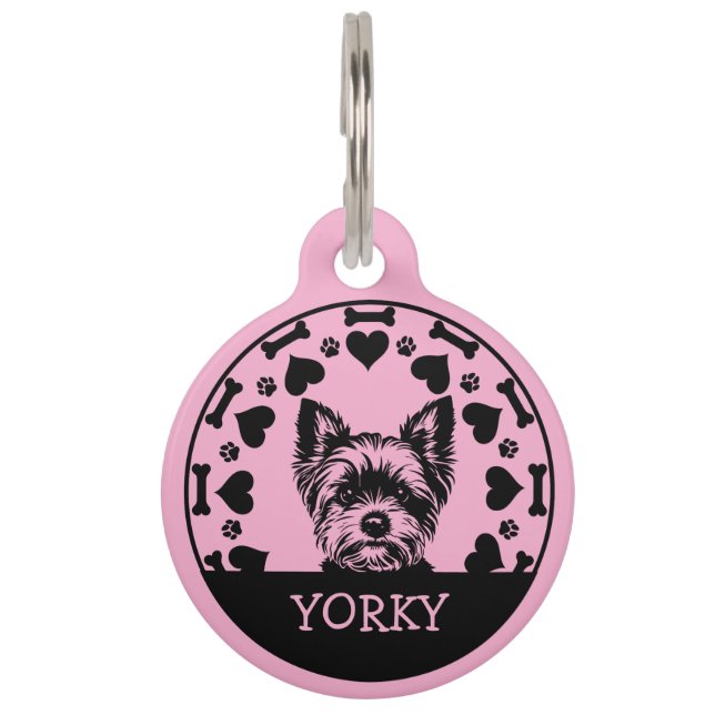 Placa Para Mascotas Dueño de Perro Terrier de Yorkshire (Anverso)