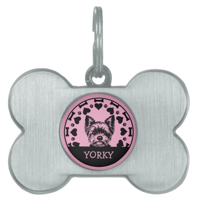 Placa Para Mascotas Dueño de perro Yorkshire Terrier (Frente)