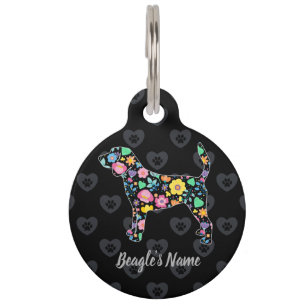 Placa Para Mascotas Dulce Amor Mi Diseño Floral de Beagle