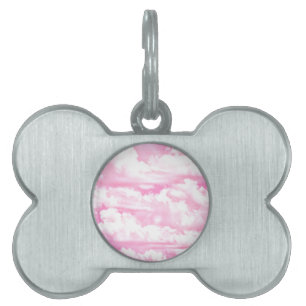 Placa Para Mascotas Dulce feliz Fuchsia Nubes rosas