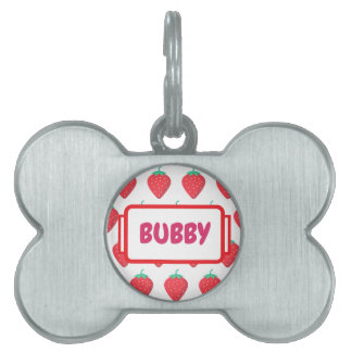 Placa Para Mascotas Dulce Patrón Estético de Mascota de Fresa Adorable