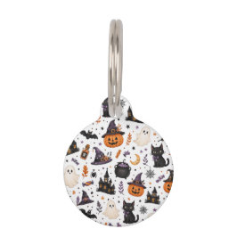 Placa Para Mascotas Dulce patrón sin fisuras de Halloween con gatos ne