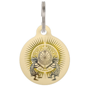 Placa Para Mascotas Dúo Kokopelli - Hombre en el Laberinto - Sol 1