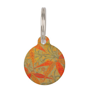 Placa Para Mascotas Earthy Bamboo Art Vintage Print Naranja