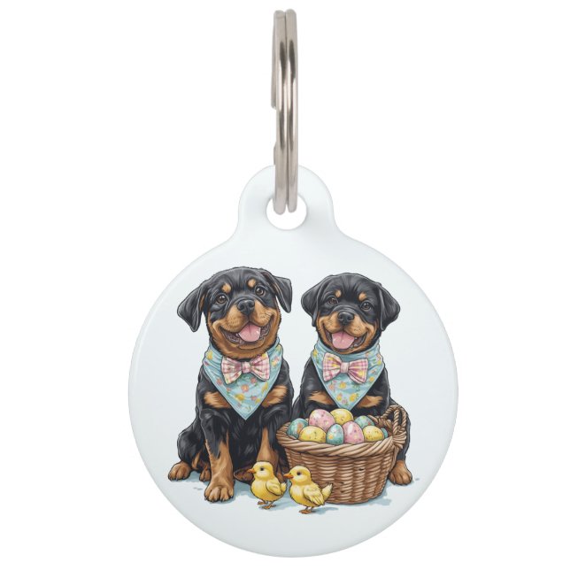 Placa Para Mascotas Easter Rottweiler Dogs Easter Basket (Anverso)