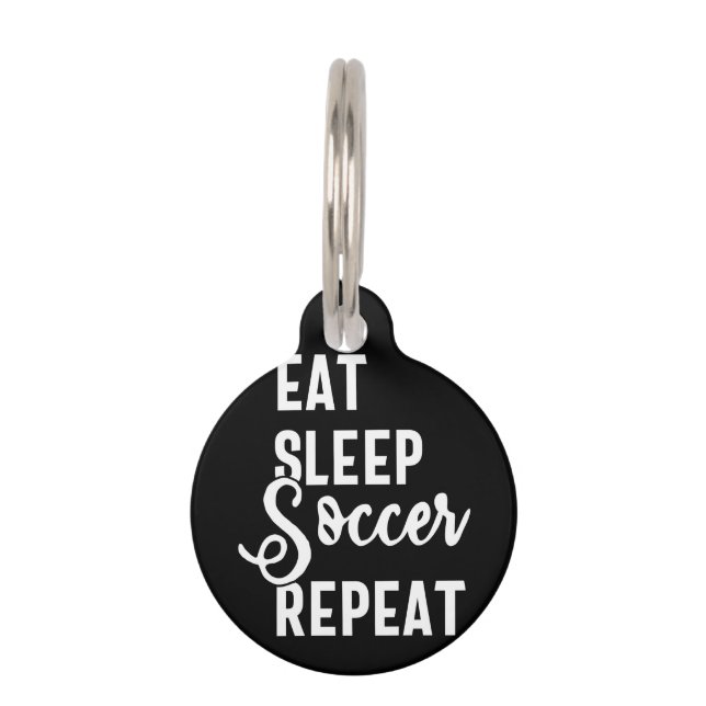Placa Para Mascotas eat sleep soccer repeat (Anverso)