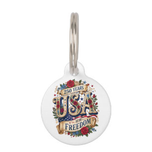 Placa Para Mascotas EE. UU. 250 años de libertad floral americana