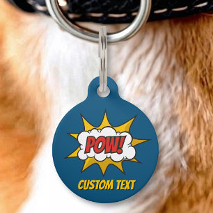 Placa Para Mascotas Efecto de sonido de cómic Pow
