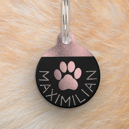 Placa Para Mascotas Efecto Diamante Brillante Oro Rosa Falso Perro de 