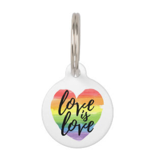 Placa Para Mascotas El amor es amor Corazón color arcoiris