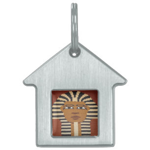 Placa Para Mascotas El antiguo faraón egipcio Rey Tut Brown Crochet