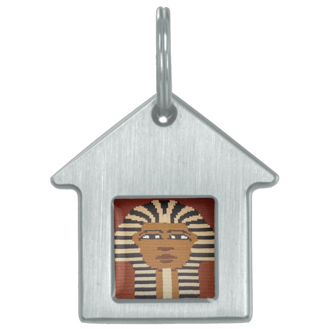 Placa Para Mascotas El antiguo faraón egipcio Rey Tut Brown Crochet (Frente)