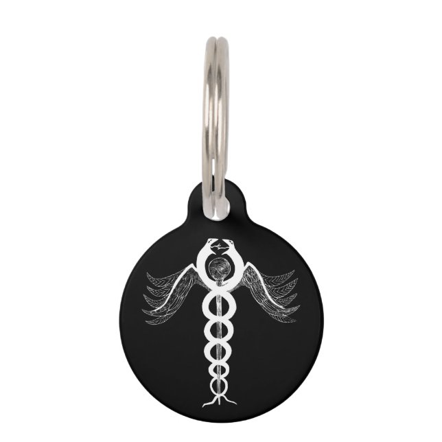 Placa Para Mascotas El Caduceus (blanco) (Anverso)