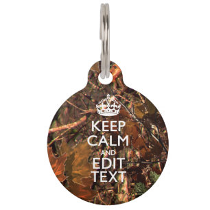 Placa Para Mascotas El camuflaje de la temporada de otoño guarda calm