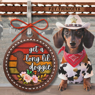 Placa Para Mascotas El Cuero Recibe Un Largo Doggie Western Dachshund